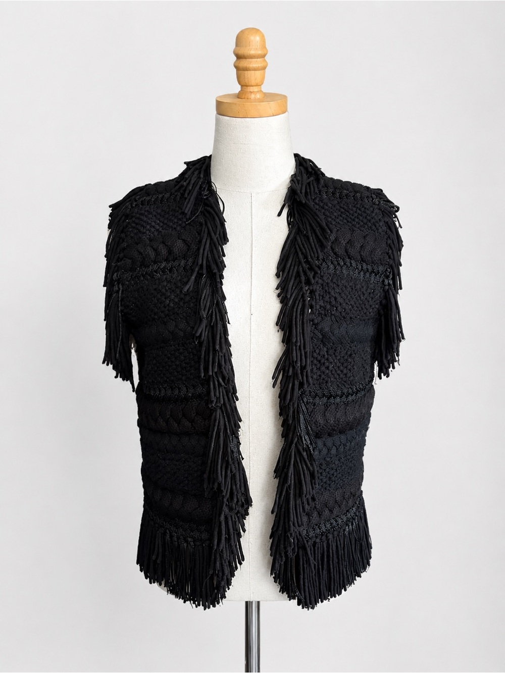 TSE Hand Knit Cashmere blend Chunky Fringe Vest Small